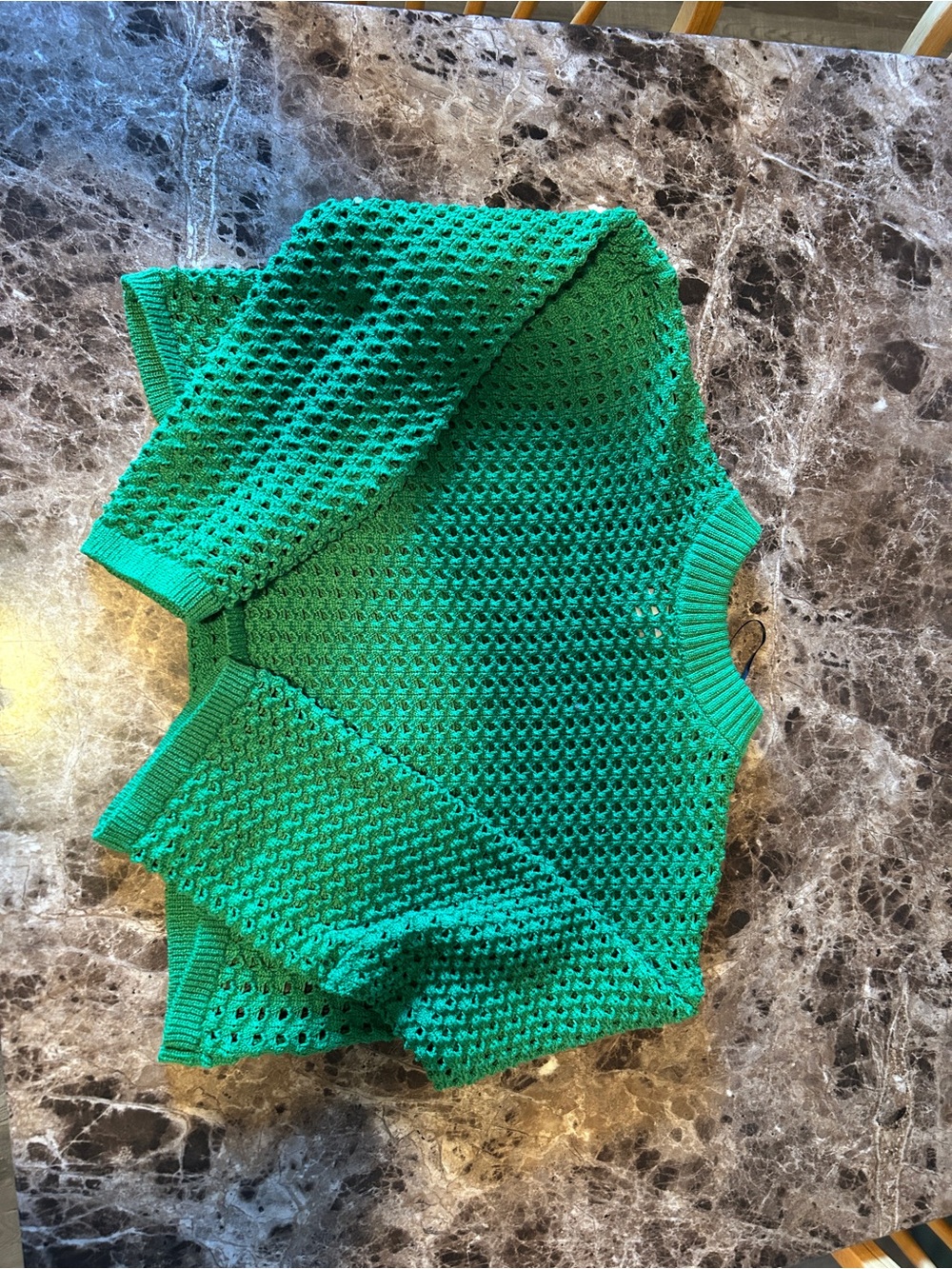 H&M Green Open-Knit Crewneck Sweater